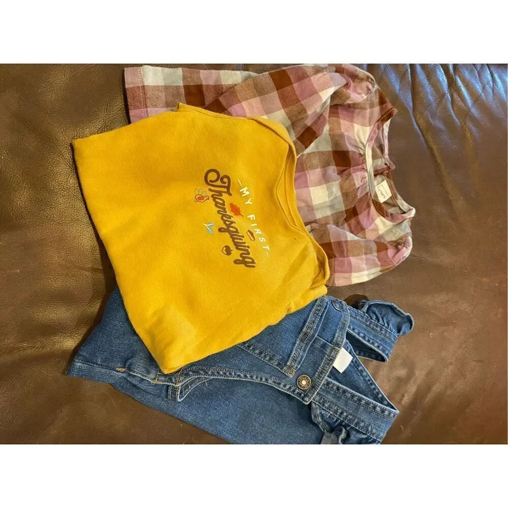 ✅Carter’s fall bundle thanksgiving overalls Sz 12 months